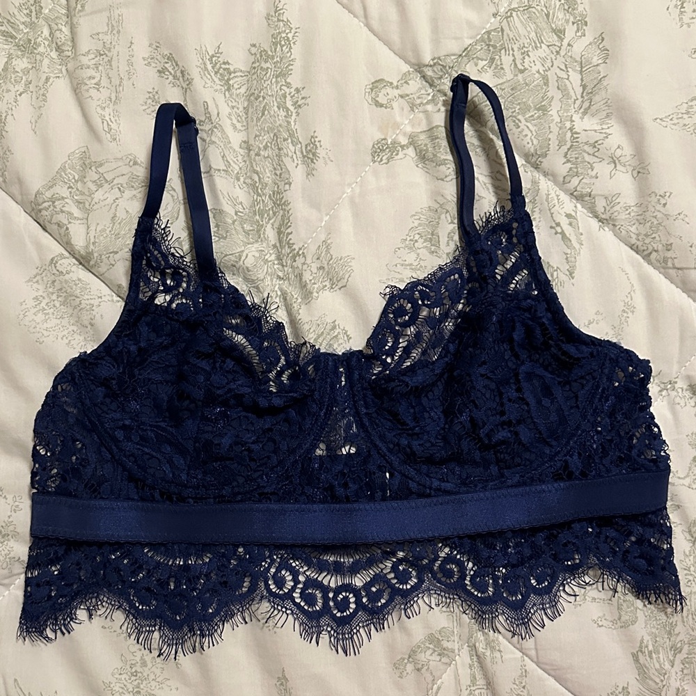 Elegant Navy Lace Bralette